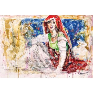 Moazzam Ali, Woman With Pitcher Series, 30 x 42 Inch, Watercolor on Paper, Figurative Painting, AC-MOZ-142